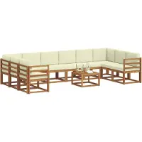 vidaXL Buiten bank set met kussen 11 pcs Natuurlijk en Crème