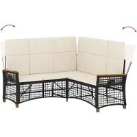 vidaXL Tuin verstelbare bank set Zwart en Crème Wit 164 x 164 x 112 cm
