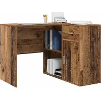 vidaXL Hoekbureau met lade met plank Oudhout 102 x 88 x 75 cm