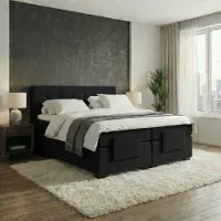 Mörgenn Elektrische Boxspring LUXA - Luxe Splittopper - Pocketvering - Zwart - 140x220 cm - Inclusief Montage + Dekbed en Kussens