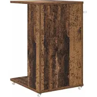 vidaXL Bijzettafel met wiel Oudhout 40 x 35 x 60 cm Bewerkt hout