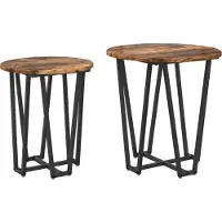 vidaXL Bijzettafelset 2 pcs Gerookt Eiken en Zwart