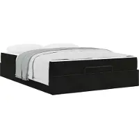 vidaXL Bedframe met matras 2 st Zwart Fluweel
