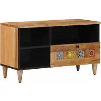 vidaXL TV Kast met lade Naturel 80 x 33 x 46 cm Massief Mango Hout