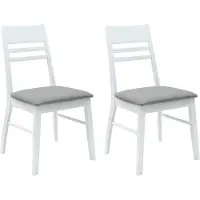 vidaXL Eetstoelen 2 st Massief Rubberhout Wit 43 x 54 x 89 cm