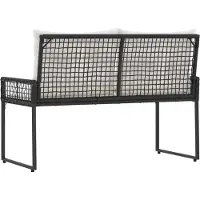 vidaXL Tuinbank Zwart en Crème Wit 118 x 55 x 82 cm PE Riet en Stof