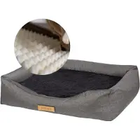 Dogeste orthopedisch hondenbed XXL voor grote honden, ribfluweel, afneembare hoes, kleur grijs-zwart