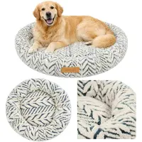 Dogeste RUMI XXL - Hondenmand 100 cm - Rond - Voor grote honden - Antislip - Wasbaar - Grijs-Beige