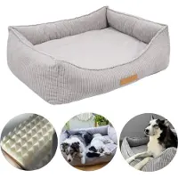 Dogeste FLEX XXL orthopedisch hondenbed voor grote honden, uitneembare matras, ribfluweel, afneembare hoes, kleur grijs