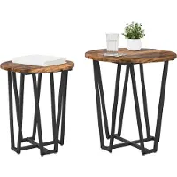 vidaXL Bijzettafelset 2 st Gerookt Eiken en Zwart 50 x 50 x 50,5 cm