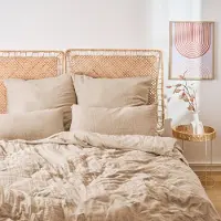 Everbrent Mousseline Dekbedovertrek 155 x 220 cm - OEKO-TEX gecertificeerd Dekbedovertrek - Mousseline Katoen - Beddengoed 155 x 220 + Kussensloop 40 x 80 - Zomer Dekbedovertrek - Taupe