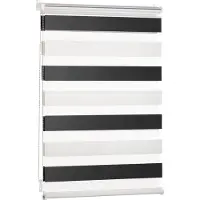 Everbrent Gestreepte Gordijnen - Transparante Rolgordijnen - Kant en Klaar - 100 x 155cm, Wit - Zwart - Set van 1