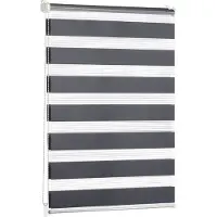 Everbrent Gestreepte Gordijnen - Transparante Rolgordijnen - Kant en Klaar - 75 x 155cm, Antraciet - Set van 2