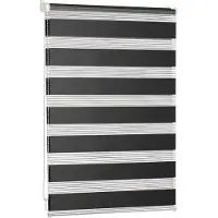 Everbrent Gestreepte Gordijnen - Transparante Rolgordijnen - Kant en Klaar - 120 x 155cm, Zwart - Set van 1