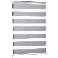 Everbrent Gestreepte Gordijnen - Transparante Rolgordijnen - Kant en Klaar - 70 x 155cm, Lichtgrijs - Set van 1