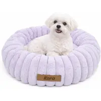 Dogeste Nesto S - Hondenmand 50 cm - Rond - Voor Kleine Honden - Antistress Pluche - Antislip en Wasbaar - Paars
