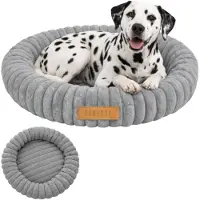 Dogeste Nesto XL - Hondenmand 90 cm - Rond - Voor Grote Honden - Antistress Pluche - Antislip en Wasbaar - Grijs