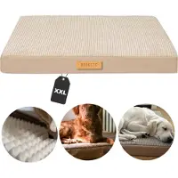 Dogeste orthopedische hondenmatras XXL voor grote honden, ribfluweel en cordura, afneembare hoes, kleur beige
