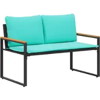 vidaXL Bank met kussen Zwart en Turkoois 115 x 65 x 72 cm Rattan