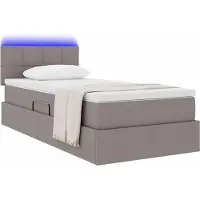 vidaXL LED opbergbed met matras Taupe 90 x 190 cm Stof