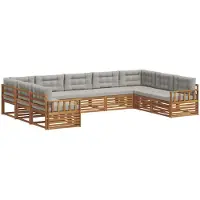 vidaXL Buiten bank set 9 st Natuurlijk en Licht Grijs