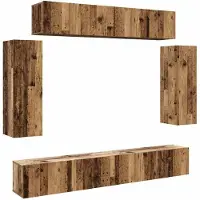 vidaXL 6-delig Tv-meubelset wandmontage bewerkt hout oud houtkleurig