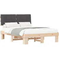 vidaXL Bedframe met gestoffeerd hoofdeinde, donkergrijs, 140 x 190 cm