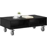 vidaXL Bijzettafel met wielen Zwart Eiken 90 x 50 x 30 cm Bewerkt hout