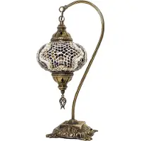 Halay Handgemaakte Turkse tafellamp met mozaïek in geel en bruin, 43 cm hoog, E-14 fitting, in oosterse stijl
