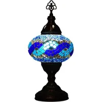 Halay Oosterse mozaïek tafellamp van glas, handgemaakt, diameter 16 cm, hoogte 36 cm, geschikt voor E27 lampen tot 40 watt