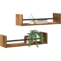 vidaXL Wandplank 2 st Oudhout 60 x 16 x 14 cm