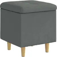 vidaXL Opslagottoman met kussen Donkergrijs 40 x 40 x 45 cm Stof