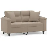 vidaXL Tweezitsbank met kussens 120 cm microvezelstof taupe