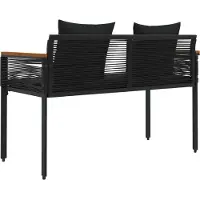 vidaXL Tuinbank met kussen Zwart 117 x 54 x 74.5 cm poly rattan