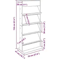 vidaXL Tijdschriftenrek Wit 70 x 41 x 156 cm Bewerkt hout