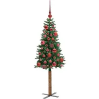 vidaXL Slanke Kerstboom Groen 150 cm PVC en massief dennenhout