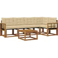 vidaXL Buiten bank set 6 st Natuurlijk en Beige
