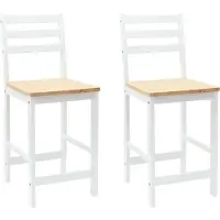 vidaXL Eetstoelen 2 st Massief Rubberhout Wit 40 x 47,5 x 99,5 cm