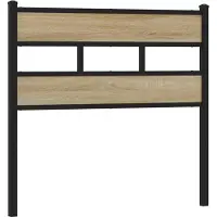 vidaXL Vervangend hoofdbord 90 cm ijzer en bewerkt hout sonoma eikenkleurig