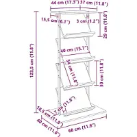 vidaXL Tijdschriftenrek Grijs Sonoma 68 x 40 x 123.5 cm Bewerkt hout