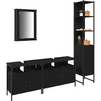 vidaXL Badkamermeubel Set 4 st Zwart Eiken 33 x 33 x 185,5 cm
