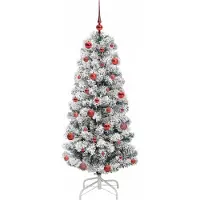 vidaXL Kunstmatige Hinged Kerstboom met 150 LED Groen en Wit 150 cm