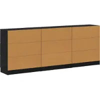 vidaXL Dressoir 3 st Zwart Eiken 181 x 30 x 70 cm Bewerkt hout