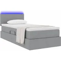 vidaXL LED opbergbed met matras Lichtgrijs 90 x 190 cm Stof