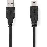 Nedis USB-Kabel - USB 2.0 - USB-A Male - USB Mini-B 5-Pins Male - 480 Mbps - Vernikkeld - 5.00 m - Rond - PVC - Zwart - Label