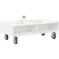 vidaXL Bijzettafel met wielen Wit 90 x 50 x 30 cm Bewerkt hout