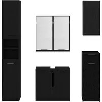vidaXL Badkamermeubel Set 5 st Zwart Eiken 64,5 x 33,5 x 59 cm
