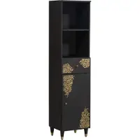 vidaXL Badkamerkast met lade Zwart 38 x 33 x 160 cm Massief Mango Hout