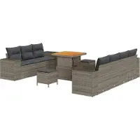 vidaXL Tuinbank Set 10 st 9-Aantal zitplaatsen Grijs Poly Riet