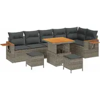 vidaXL Tuinbank Set 11 st 9-Aantal zitplaatsen Grijs poly rattan